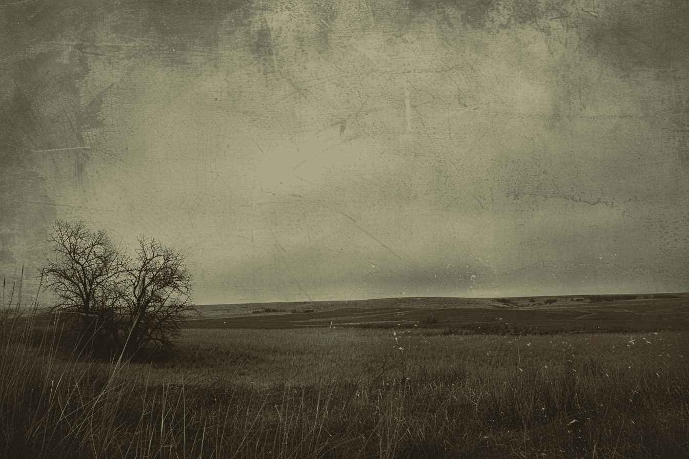Brooding Upper Midwest plain under storm-filled skies, evoking endurance and solitude — The Cloud Grows Thin memoir.